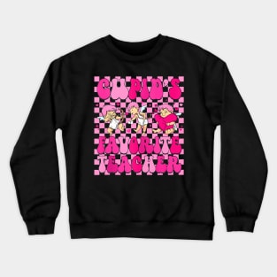 Groovy Cupids Favorite Teacher Happy Valentines Day Crewneck Sweatshirt